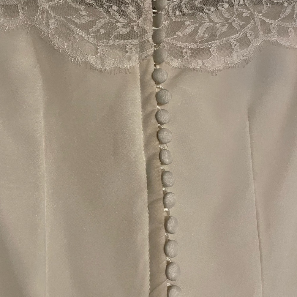 Vintage ALFRED ANGELO EDYTHE VINCENT 1940s 1950s Wedding Dress Tiered Lace SZ S - Picture 9 of 12